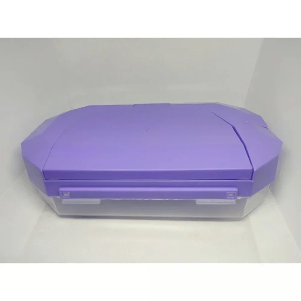 Sterilite Small Pencil Box Plastic, Clear/Purple Fair Condition